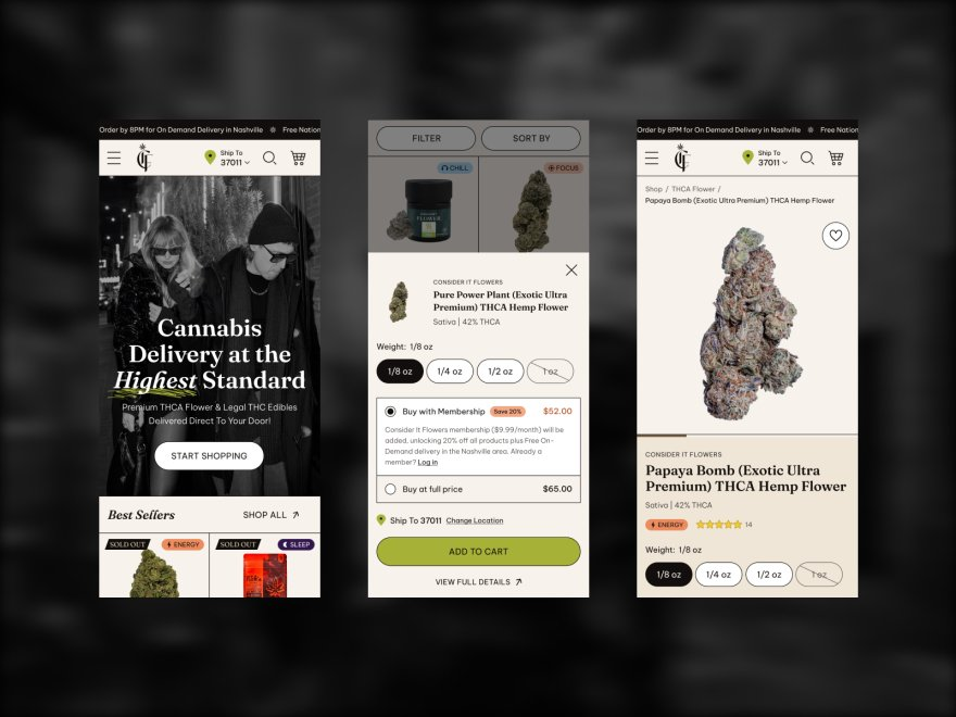 Mobile Shopify-flows for cannabis-levering